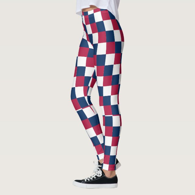 Schachbrett-Muster mit US-Flagge Leggings (Links)