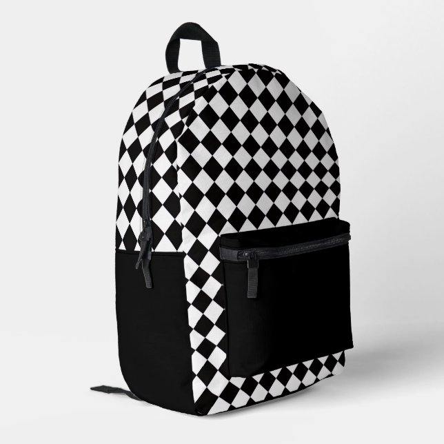 Schachbrett-Muster-Rucksack  Bedruckter Rucksack (Rückseitige Ecke links)