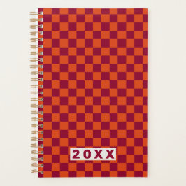 Schachbrett Orange Burgund Retro-Muster 2026 Planer
