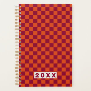 Schachbrett Orange Burgund Retro-Muster 2026 Planer
