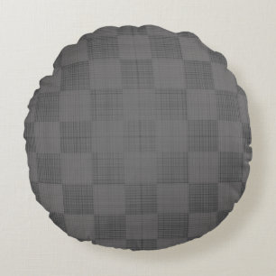 Schachbrett Pattern 04x4w DGrey BG Rundes Kissen