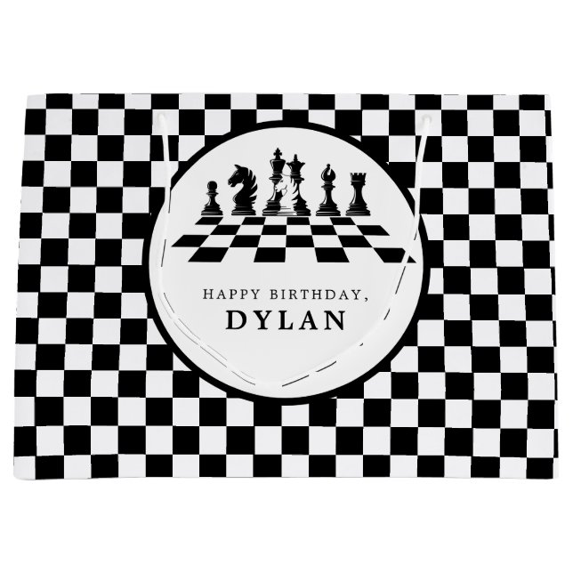 Schachbrett & Pieces Game Night Danke Geburtstag Große Geschenktüte (Vorderseite)