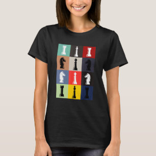 Schachbrett Pop Art Schach Stücke Schachspiel T-Shirt
