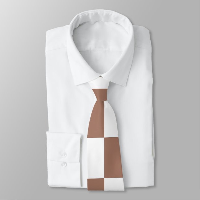 Schachbrett Quadrate mocha braunes, weißes geometr Krawatte (Gebunden)