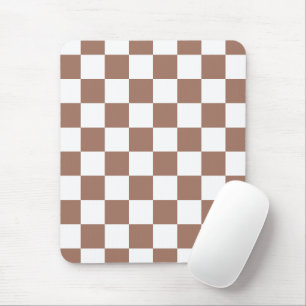 Schachbrett Quadrate mocha braunes, weißes geometr Mousepad