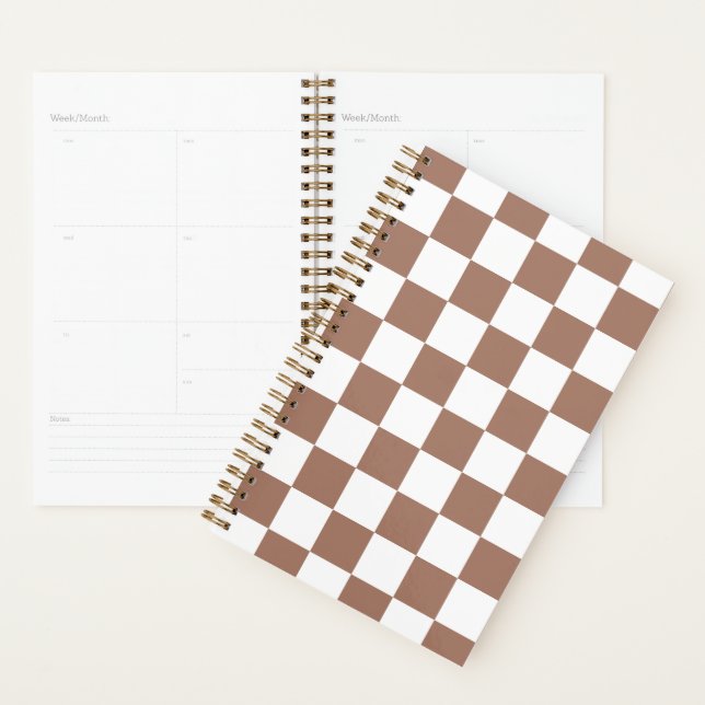 Schachbrett Quadrate mocha braunes, weißes geometr Planer (Anzeige)