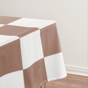 Schachbrett Quadrate mocha braunes, weißes geometr Tischdecke