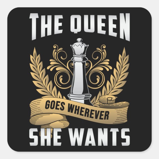 Schachbrett Queen Checkmate Board Game-Geschenk Quadratischer Aufkleber (Vorderseite)
