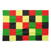 Schachbrett rot, gelb, schwarz und grün