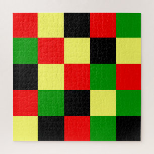 Schachbrett rot, gelb, schwarz und grün puzzle