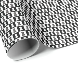 Schachbrett Schwarz-Weiß Allover Geschenkpapier