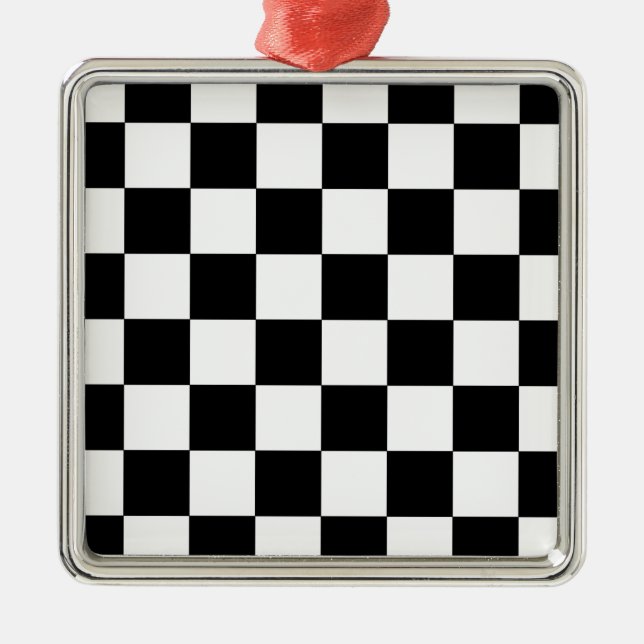 Schachbrett Silbernes Ornament (Vorne)