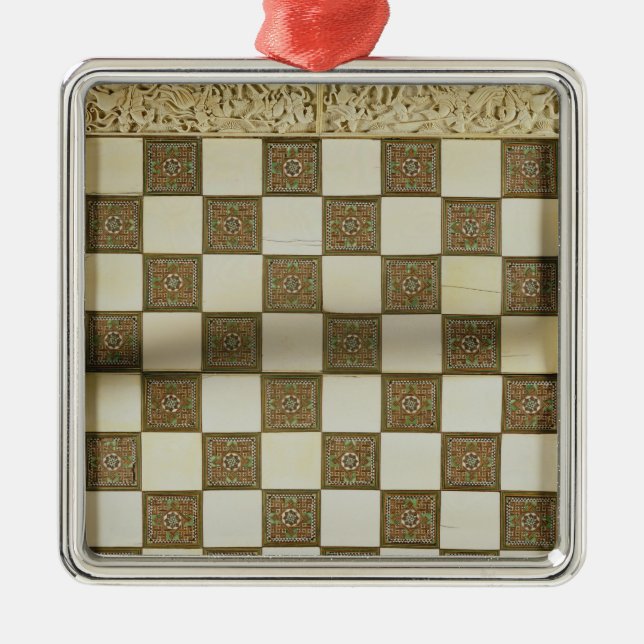Schachbrett Silbernes Ornament (Vorne)