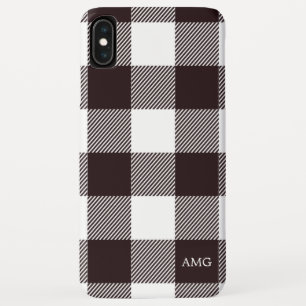 Schachbrett-Tartan-Karo-Monogramm in Schwarz und W Case-Mate iPhone Hülle
