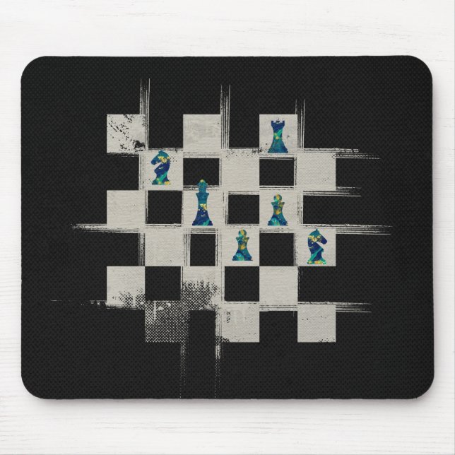 Schachbrett-und Marmor-Schach-Stückzusammensetzung Mousepad (Vorne)