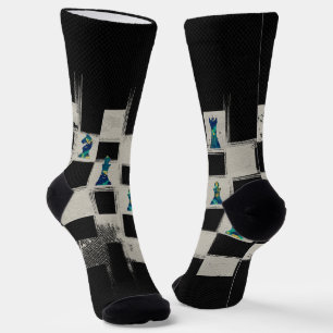 Schachbrett und Marmor Schachfiguren Socken