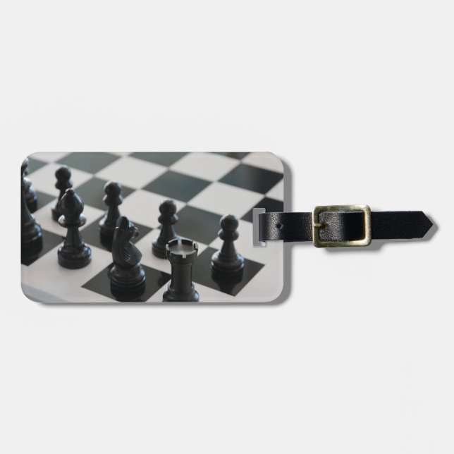 Schachbrett und PIeces Gepäckanhänger (Vorderseite horizontal)