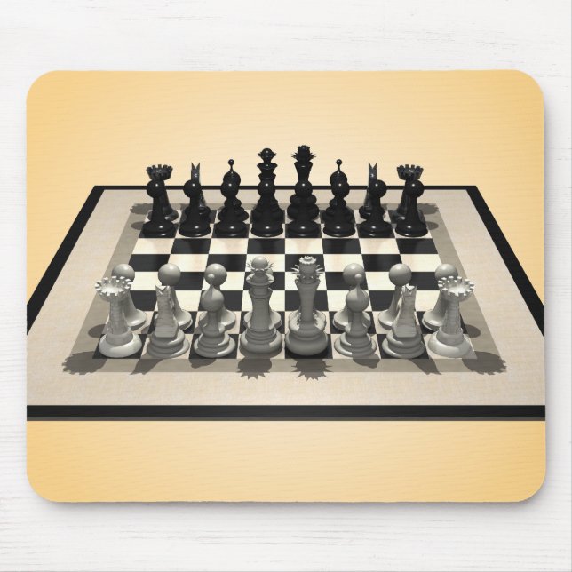 Schachbrett-und Schach-Stücke: Mousepad (Vorne)