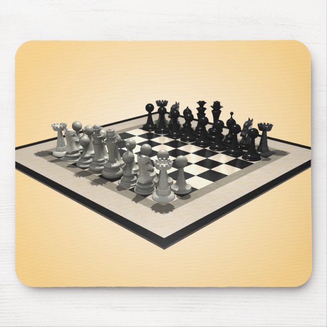 Schachbrett-und Schach-Stücke: Mousepad (Vorne)