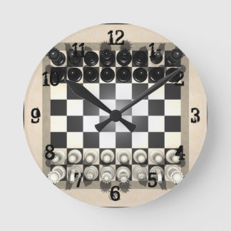 Schachbrett-und Schach-Stücke: Wanduhr