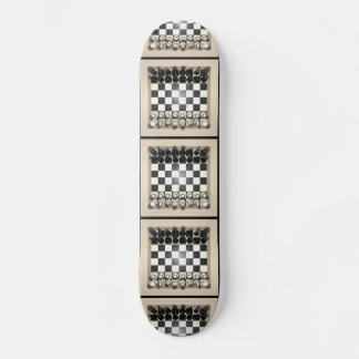 Schachbrett und Schachfiguren: Skateboard