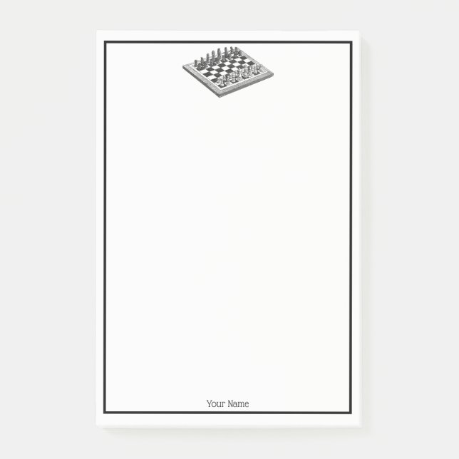 Schachbrett und Schachfiguren Vintage Kunst Post-it Klebezettel (Vorderseite)