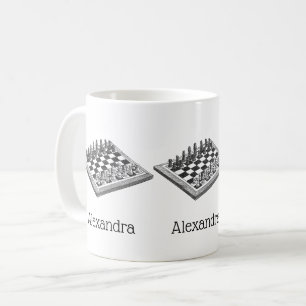 Schachbrett und Schachfiguren Vintage Kunst Tasse