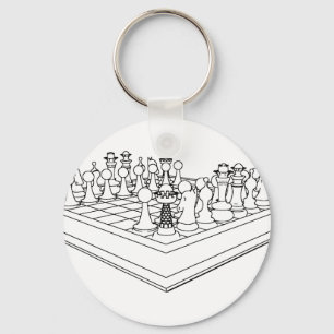 Schachbrett und Schachstücke: Schlüsselanhänger