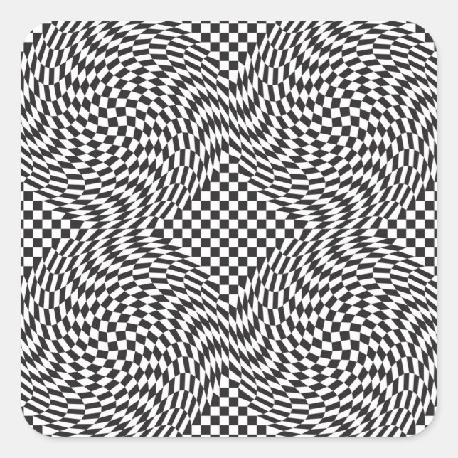 Schachbrett-Verzerrung Quadratischer Aufkleber (Vorderseite)