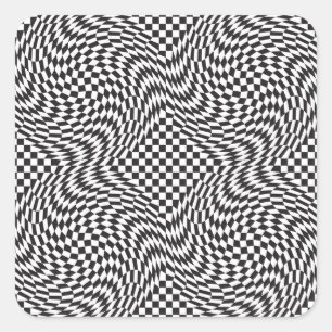 Schachbrett-Verzerrung Quadratischer Aufkleber