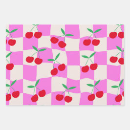 Schachbretter auf rosafarbenen Karton Geschenkpapier Set