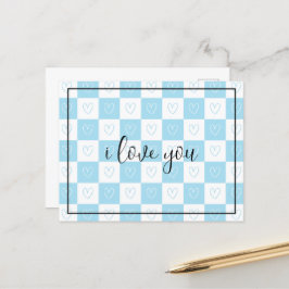 Schachbretter und Herz Postkarte