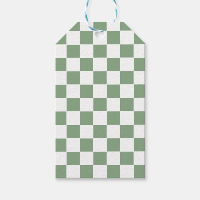 Schachbrettgrün und weiß geschenkanhänger (Vorderseite)