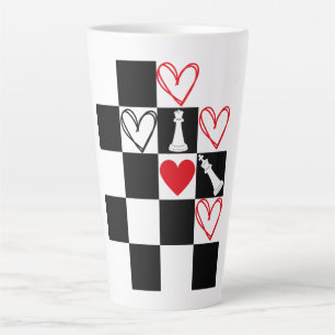 Schachbrettherz Valentinstag Black&White Milchtasse