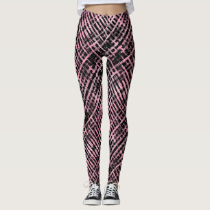 Schachbrettmuster -06P.Rosa Schwarzer Hintergrund Leggings