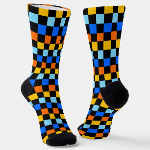 Schachbrettmuster aus Feuer und Eis Socken
