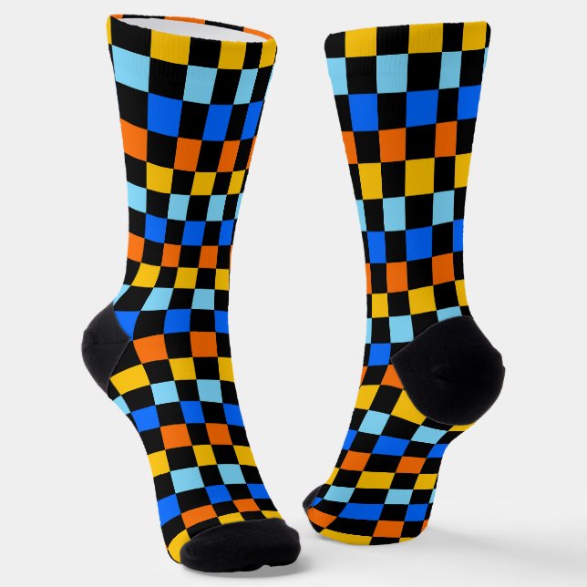 Schachbrettmuster aus Feuer und Eis Socken (Gewinkelt)