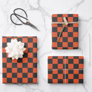 Schachbrettmuster aus Glut und Asche Geschenkpapier Set