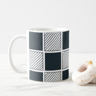Schachbrettmuster Cool Schwarz und Weiß Marineblau Kaffeetasse