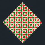 Schachbrettmuster druckt grünes, rotes Weihnachtsg Halstuch<br><div class="desc">Dieses festliche Bandana für Haustiere weist ein niedliches Imitat mit einem goldenen Glitzer-Pfotenmuster auf einem rot-grünen Schachmuster auf.</div>