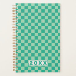 Schachbrettmuster-Dschungel-Grün Retro-Muster 2026 Planer