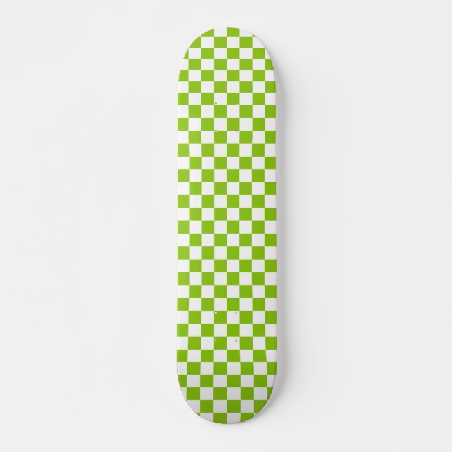 Schachbrettmuster für den Retro-Karo in Lime Green Skateboard (Vorne)