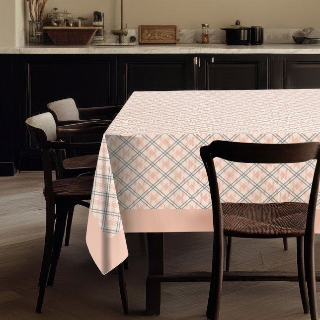 Schachbrettmuster Grau-Tablett mit Stil Tischdecke (Checkered Coral Peach Grey Tablecloth with Style)