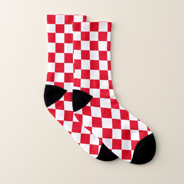 Schachbrettmuster in Rot und Weiß Socken (Paar)