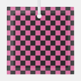 Schachbrettmuster in Schwarz und Pink Ornament Aus Glas