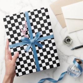 Schachbrettmuster in Schwarz und Weiß Geschenkpapier