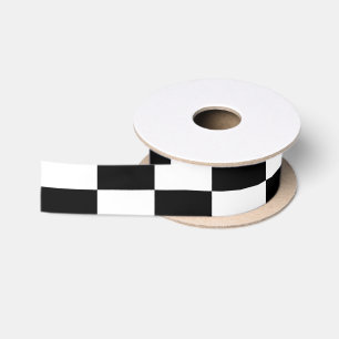 Schachbrettmuster in Schwarz und Weiß Satinband