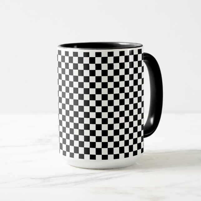Schachbrettmuster in Schwarz und Weiß Tasse (VorderseiteRechts)