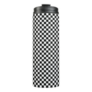 Schachbrettmuster in Schwarz und Weiß Thermosbecher