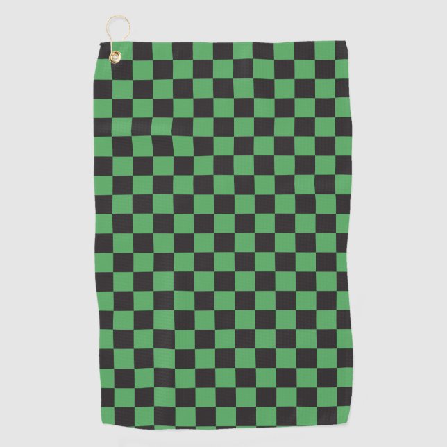 Schachbrettmuster karierte Quadrate Schach grün sc Golfhandtuch (Vorderseite)